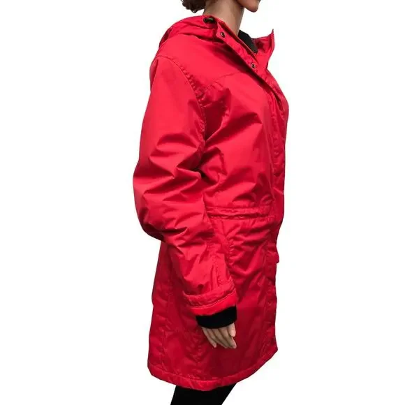 L.L. Bean Winter Warmer Insulated Hooded Coat XL Reg. Red Zip & Snap Closure - Picture 9 of 12